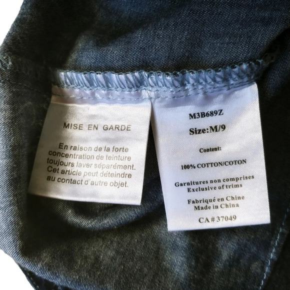 Marie Claire Denim Dark Wash Jean Blouse  Embroidery Fabric Treatment Designs M - Picture 8 of 8